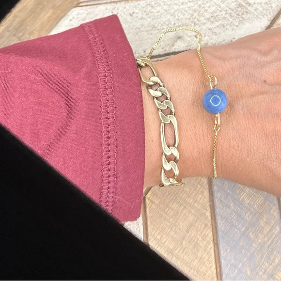 Dragon vein agate beaded handcrafted gold adjustable rope bracelet - Picture 1 of 11